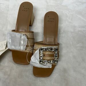 A New Day Tan Sandals with Rhinestone Accents